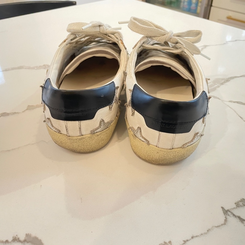 Saint Laurent white star leather sneakers (for women) - Sz 38 - with shoe bags - Picture 8 of 9